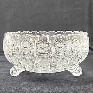 Vtg Bohemia Queen Lace 3 Footed Bowl 24% Lead Crystal Hobstar Saw Tooth Rim 9.5" - Picture 1 of 8