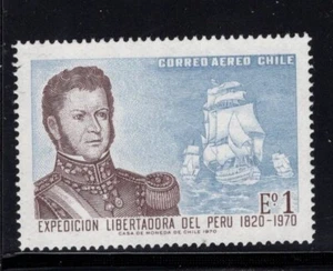 Chile 1971 Bernardo O'Higgins buques de guerra Perú liberación correo aéreo MNH Sc C309 - Imagen 1 de 1