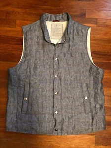 Brunello Cucinelli blue Linen Down men Vest XXL - Picture 1 of 10