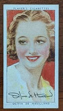 1938 John Player Cigarette Card - Film Stars 3rd Series #11 Olivia De Havilland 