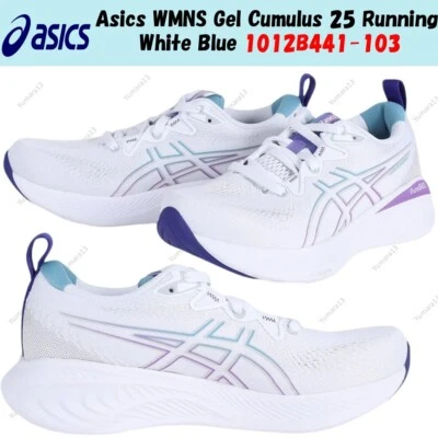 Asics WMNS Gel Cumulus 25 Running Bianco Blu 1012B441-103 Taglia Donna - Immagine 1 di 4