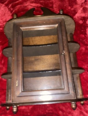 Vintage Wood Glass Door Table Top Wall Hanging Display Curio Cabinet Large - Image 1 of 4