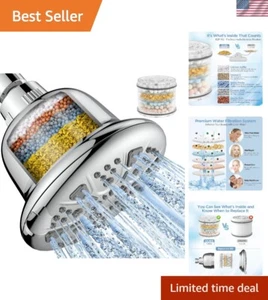 Filtered Shower Head Chrome High Pressure 7 Settings Hard Water Softener - Picture 1 of 10