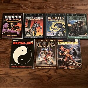 Lot of 7 GURPS Books - Supers, Robots, Goblins, etc - various conditions