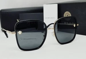VERSACE black-gold/dark grey VE2247D 143887 57 sunglasses NEW IN BOX! - Picture 1 of 13