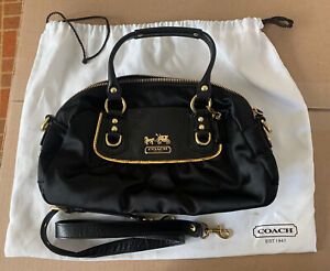 COACH Amanda Black Satin Mini Satchel Shoulder Bag Handbag 12927 w/Dust Cover