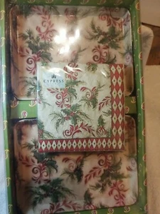 Cypress Home Tis The Season Party Set Christmas Trays Melamine Evergreen - Picture 1 of 9