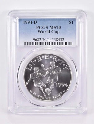 MS70 1994-D World Cup Commemorative Silver Dollar PCGS Blue Label - Image 1 of 4