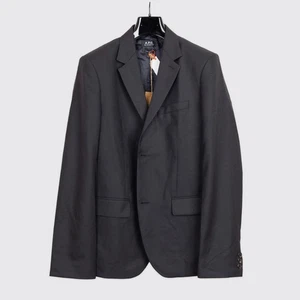A.P.C. Blazer Off Black Wool Basket Weave Slim Fit Serges Jacket - Picture 1 of 5