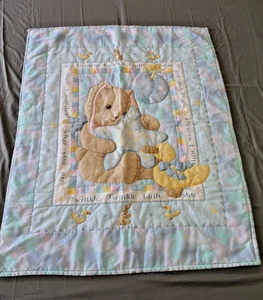 Vintage Baby Krippe Decke Twinkle Stern Hase Ente Glitzer 90er Jahre Y2K Pastell - Bild 1 von 16