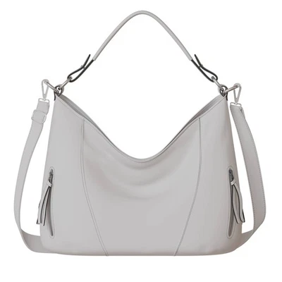 Ladies Shopper Hand Handle Bag Shoulder Real Vegan Leather 30627 White - Image 1 of 4