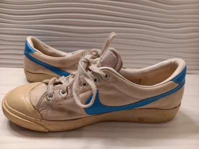 Men’s Vintage Nike All Court Shoes 8.5 Made In Taiwan 80s Canvas Blue Prop - Image 1 of 4