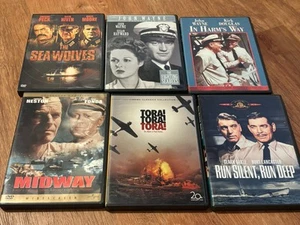 LOT War DVDs Naval USN Vintage WWll Fiction Mitchum Peck Wayne Niven Lancaster 6 - Foto 1 di 3