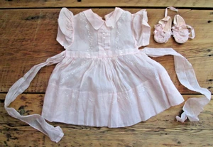 Vintage Feltman Bros Baby Kleid 6-12 Monate Sheer Pink + Mrs. Day's IDEAL Schuhe - Bild 1 von 13
