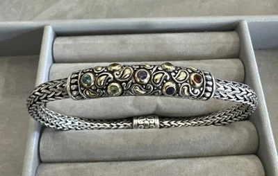 Pulsera Samuel Benham BJC plata esterlina y oro macizo de 18 quilates multitono talla 7,75 Foto 1 de 4