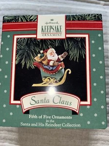 HALLMARK KEEPSAKE ORNAMENT- SANTA- FIFTH IN SERIES- SANTA AND HIS REINDEER - Picture 1 of 3