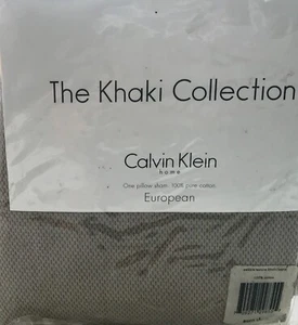 CALVIN KLEIN PEBBLE TEXTURE KHAKI SEPIA EURO SHAM NEW IN OPENED PACKAGE - Picture 1 of 2