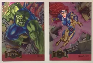 Fleer Marvel 1995 Metal Blaster Hulk 5/Jean Grey 8 Limited Edition Trading Cards - Picture 1 of 4