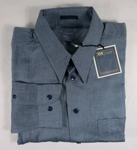 Camisa de vestir XMI clásica mezcla algodón lino mediana azul mediana 16,25 - Imagen 1 de 9