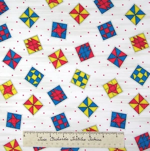 Riverwoods Fabric - Teacher's Pet Quilt Block Toss White Kathy Brown Cotton YARD - Picture 1 of 1