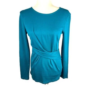 NWOT Halogen Teal Crossover Boat Neck Long Sleeve Top Size M - Imagen 1 de 7