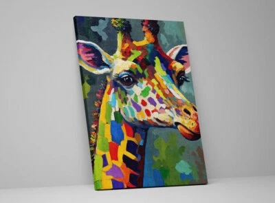 Jirafa de vida silvestre safari africano niños colorido lienzo arte de pared decoración impresión enmarcada Foto 1 de 4