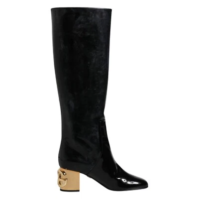 Botas Altas De Cuero Patente Negras DOLCE & GABBANA EU38 / US7.5 1880usd - Imagen 1 de 4