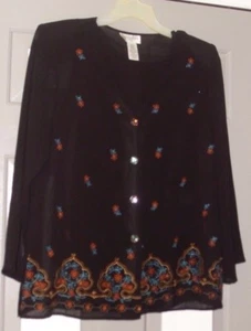 Studio 1 Women's 2 Piece Blouse set Size 14 100% Polyester Black Very Good Condi - Picture 1 of 4