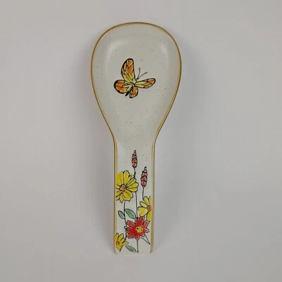 Spectrum Designz Spring Flower Valley Butterfly Spoon Rest Ceramic 2022 Rustic - Image 1 of 4