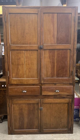Antique Pine Blind Door Cupboard Old Farmhouse Pantry Cabinet Primitive Storage Cover