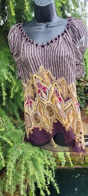 Ted Baker Pure Slik Blouse sz 1 UK 8oversize Pretty Multi Button Neckline Gypsy  - Image 1 of 4