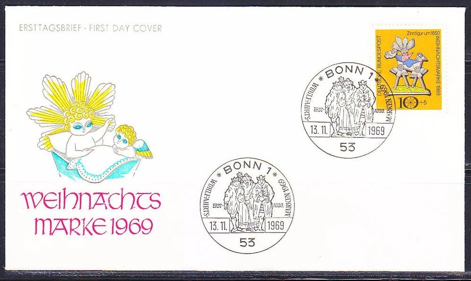 Germany 1969 FDC cover Mi 610 Sc B454 Toy Christmas.Ersttagbrief - Image 1 of 1
