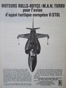 4/1966 PUB ROLLS-ROYCE MAN TURBO MOTEUR RB 193 VAK 191B V/STOL FRENCH AD - Picture 1 of 1
