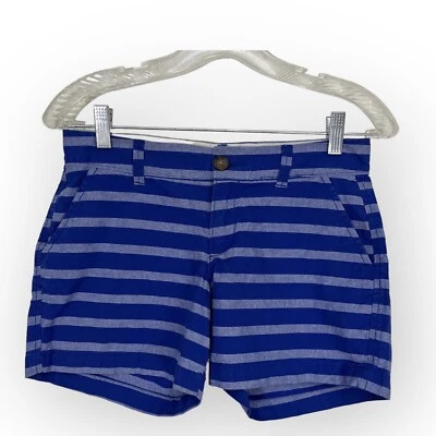 Pantalones Cortos Antiguos Azul Marino Rayas 100% Algodón Chino Náutico Preppy Verano Talla 0 XS Foto 1 de 4