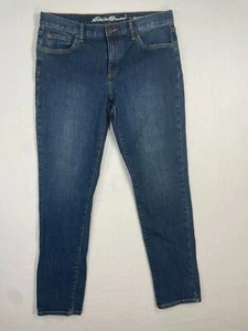 Pantalones de mezclilla Eddie Bauer para mujer azules boyfriend ajustados lavado medio elástico cremallera talla 8 - Imagen 1 de 13