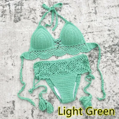 Sexy conjunto de bikini push up de ganchillo hecho a mano para mujer traje de baño de playa traje de baño Foto 1 de 4