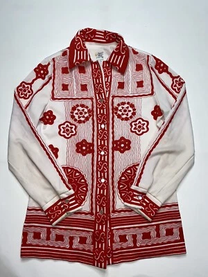 复古 60 年代 70 年代金色玫瑰衬衫纽扣聚酯纤维小号  — 第 1/4 张图片