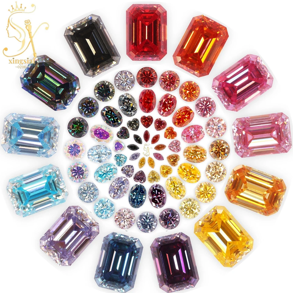 10 Color Rectangle Moissanite Loose Stone Square Cut Gemstone Charts For Jewelry - Image 1 of 4