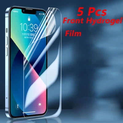 5 Pcs Hydrogel Screen Protector For iPhone 15 14 13 12 11 Pro Max Silicone Clear - Image 1 of 4