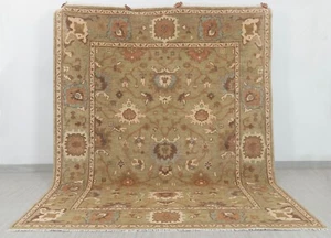 8x10 Brown floral pattern Hand-Knotted Oushak Wool Rug | Free shipping |3794 - Picture 1 of 10
