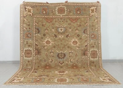 8x10 Brown floral pattern Hand-Knotted Oushak Wool Rug |  Free shipping |3794 - Image 1 of 4