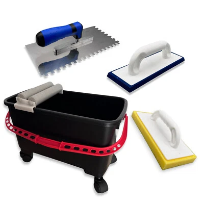 Fliesenleger Waschset Wascheimer Fugbox Fliesenwaschset Fugbrett Kelle Rollen - Bild 1 von 4