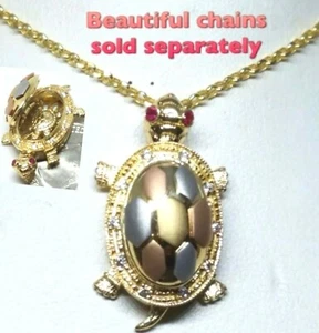 Sale GOLd Turtle 14k pendant good luck tortug suerte mother baby gift her 1” - Picture 1 of 12