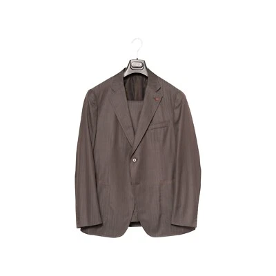 $5800 ISAIA NAPOLI Solaro Dark Brown Hand-Sewn Suit Wool 44 US / 54 EU 8R - Image 1 of 4