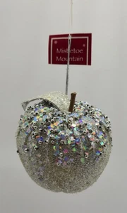 Mistelzeh Berg Silber Pailletten Christbaumschmuck Apfel - Bild 1 von 2