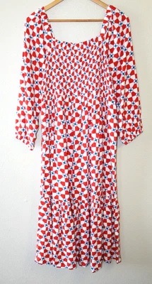 Hannah Andersson Multicolor Long Sleeve Smocked Midi Dress M - Image 1 of 4