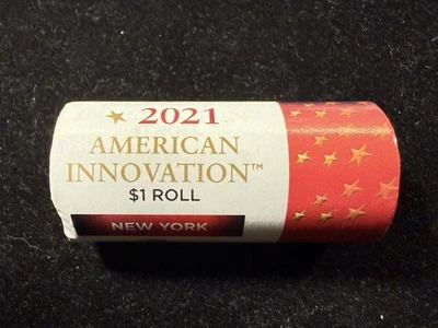 2021-D U.S. Mint Wrapped Roll (25) $1 Coins American Innovation New York #451 - Image 1 of 4