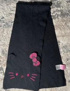 Hello Kitty Sanrio Black & Pink Scarf With Gem Bow 100% Acrylic Youth Size 2014 - Picture 1 of 7
