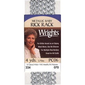 Baby Metallic Rickrack 1/4"X4yd Silver - Picture 1 of 2