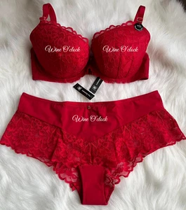 Ann Summers Sexy Lace Padded Plunge Bra & Cheeky Shorts Red 30A~44G - Picture 1 of 14
